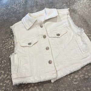 Papaya White Frayed Denim Vest